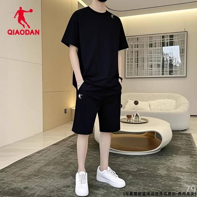 乔丹运动套装男宽松短袖短裤两件套新款跑步健身衣青少年训练服男