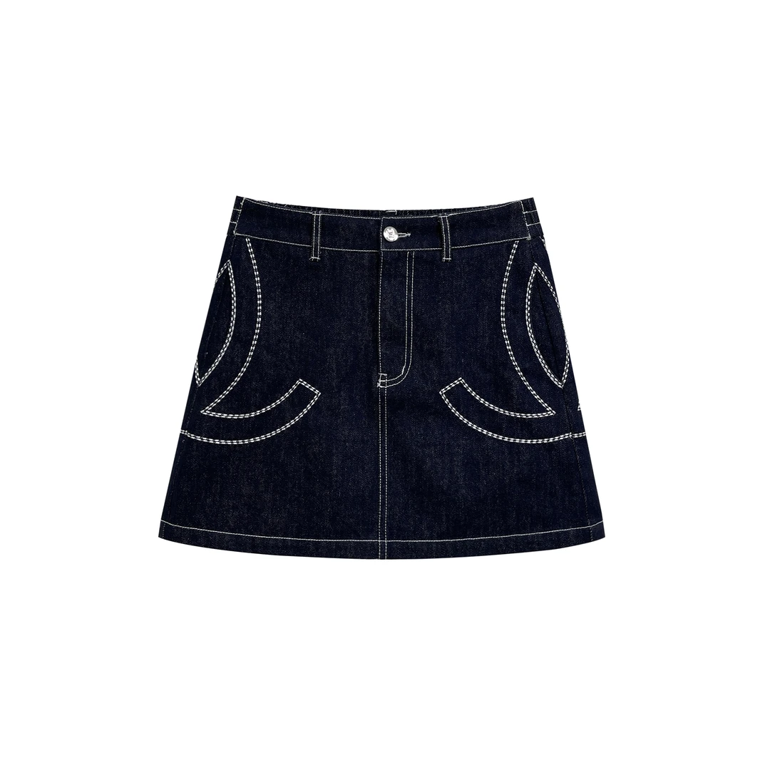 25休闲显瘦高腰半身裙女装明线设计感夏春季简约裙子115502