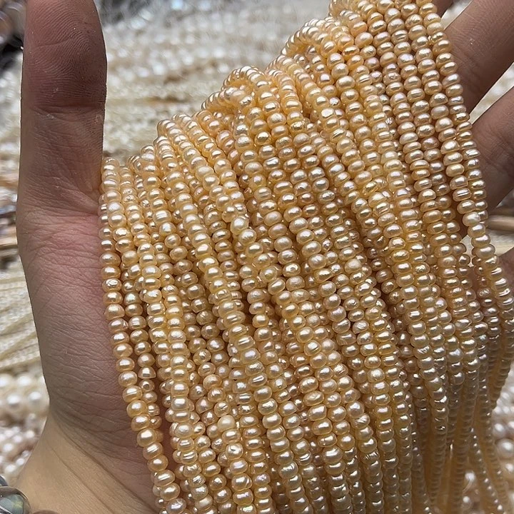 玛瑙/玉髓未镶嵌珠宝半成品一条4mm左右香槟不规则算盘珠珍珠