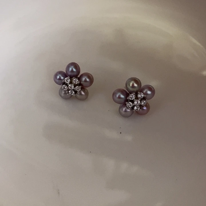 银S925镶嵌淡水珍珠耳饰