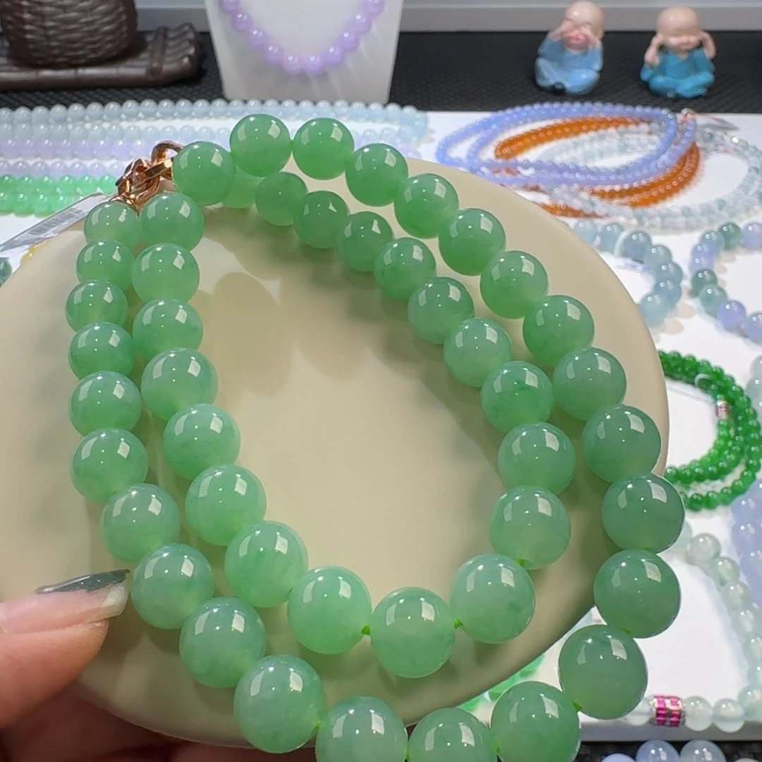 翡翠手链未镶嵌果绿项链卡11-9.6 豪横！