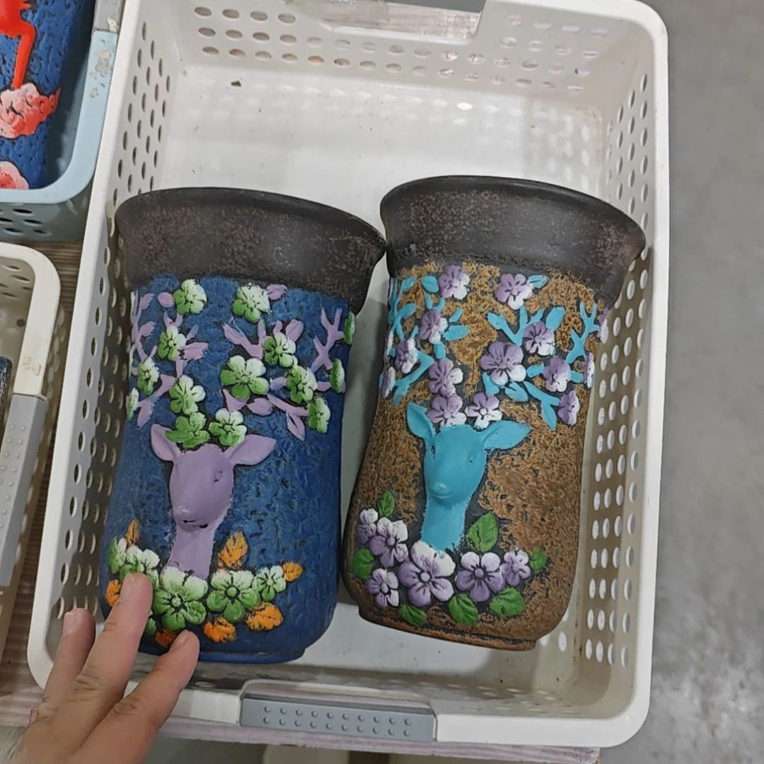 红陶吸水透气的白陶花盆凑满12发货