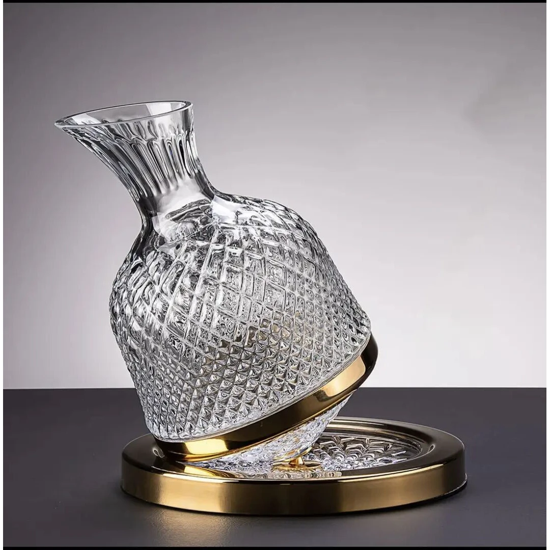 不倒翁醒快速醒酒器旋转水晶玻璃陀螺醒酒器高档醒酒神器金色银色