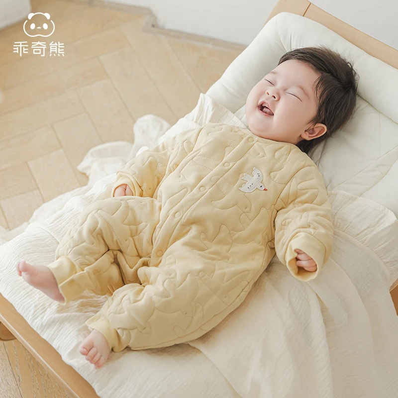 【暖护棉】婴幼儿夹棉连体衣冬季保暖棉服宝宝加厚抗菌哈衣爬爬服