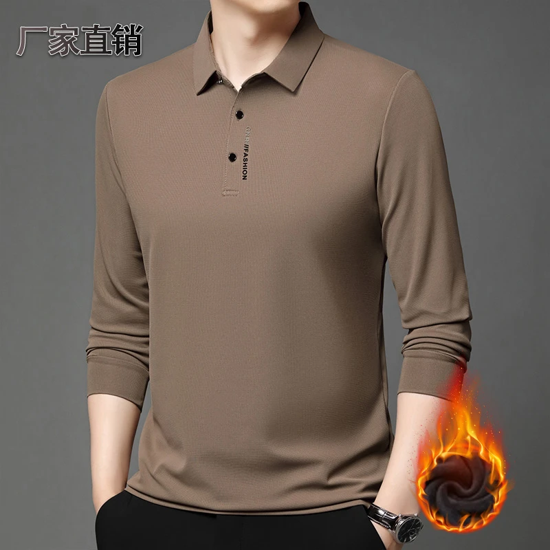 【加绒Polo衫】冬季新款男装长袖上衣  加绒保暖百搭不起球Polo衫