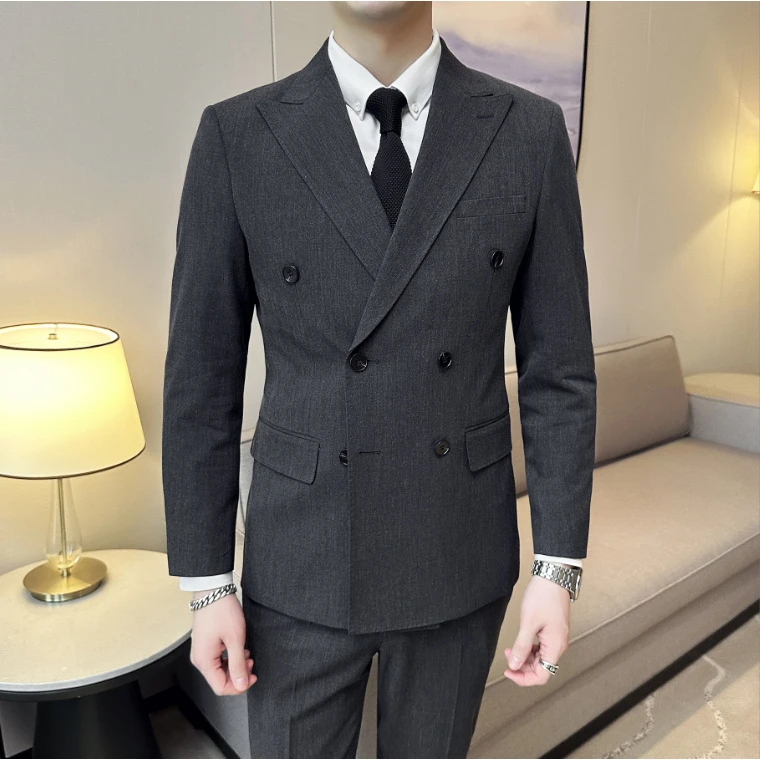 新郎伴郎西服正装套装外套帅气男士小西装双排扣韩版婚礼结婚