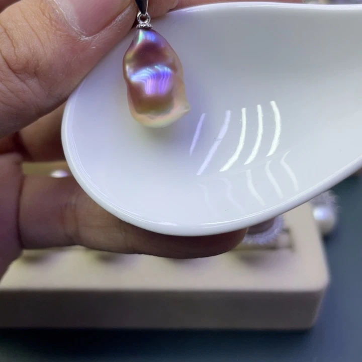 淡水珍珠吊坠(不含链)银S925镶嵌