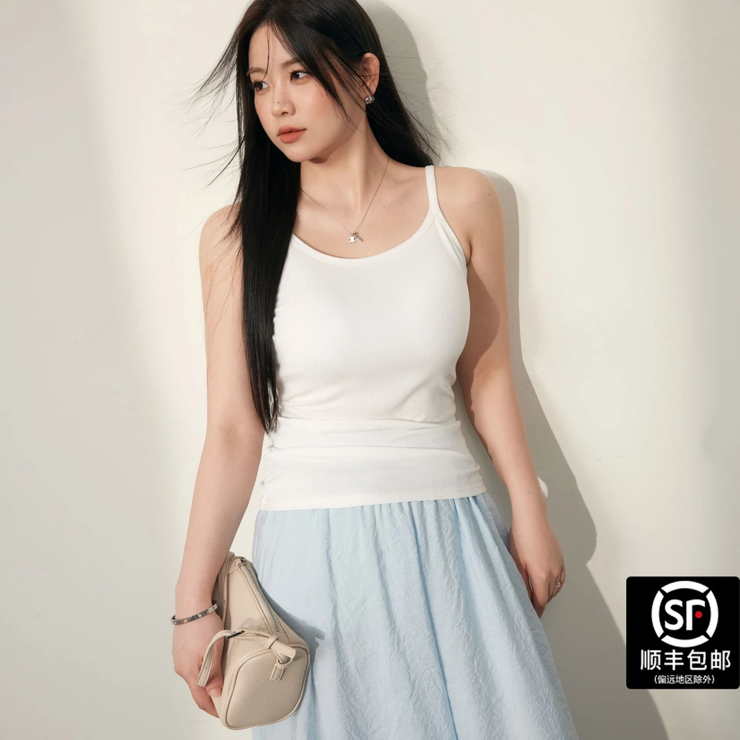 蓝语大码女装胖mm凉感纯色百搭吊带上衣夏季新款显瘦遮肚内搭背心