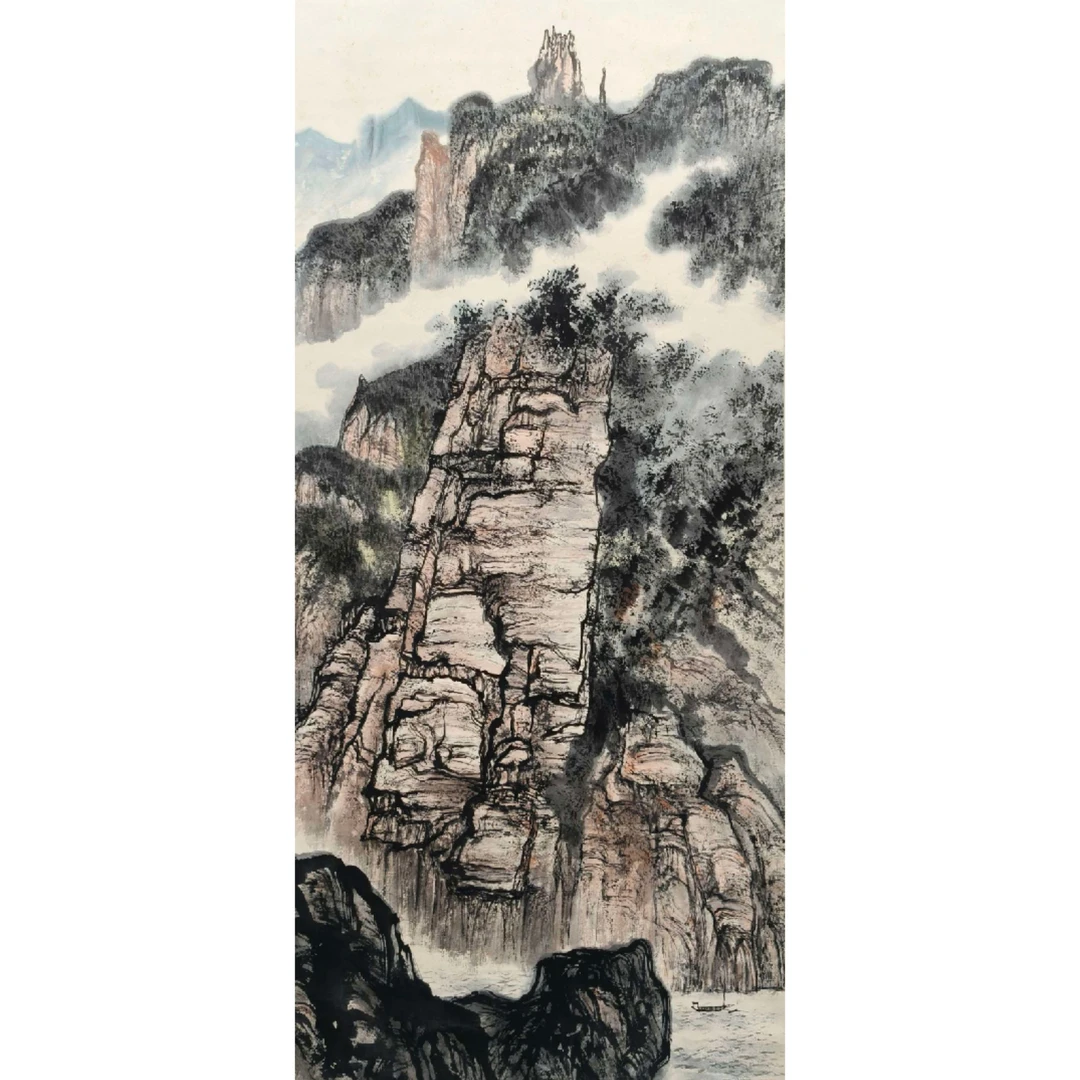 tj057《山水》137*67（8.4平尺）纸本立轴