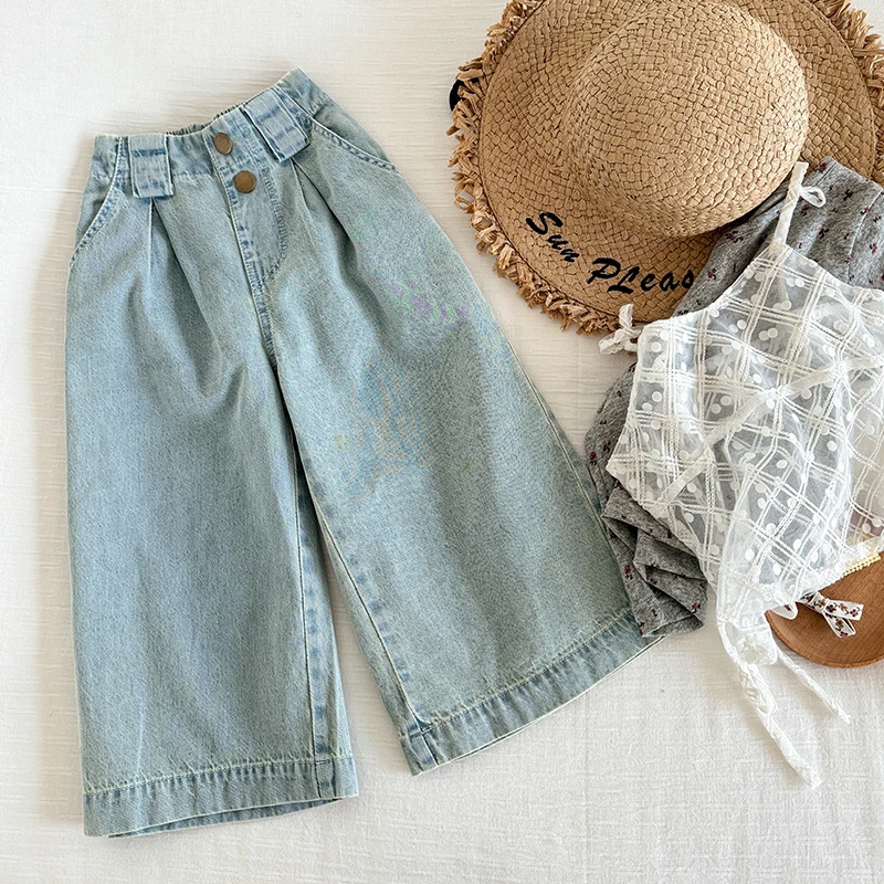 2025年新款春夏款中性韩版百搭宽松直筒阔腿裤休闲牛仔长裤子