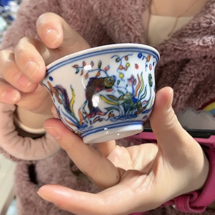 瓷片/////景德镇陶瓷杯。红。