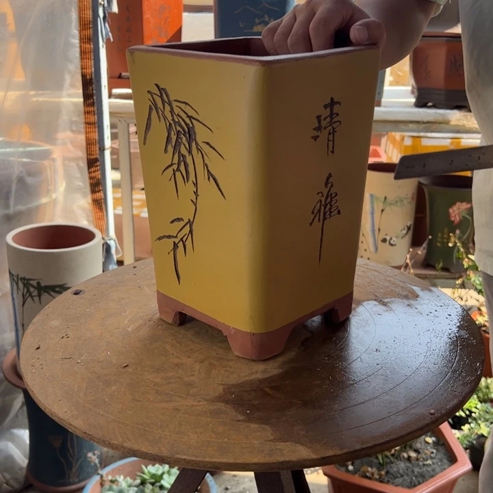 宜兴紫砂花盆17黄四方