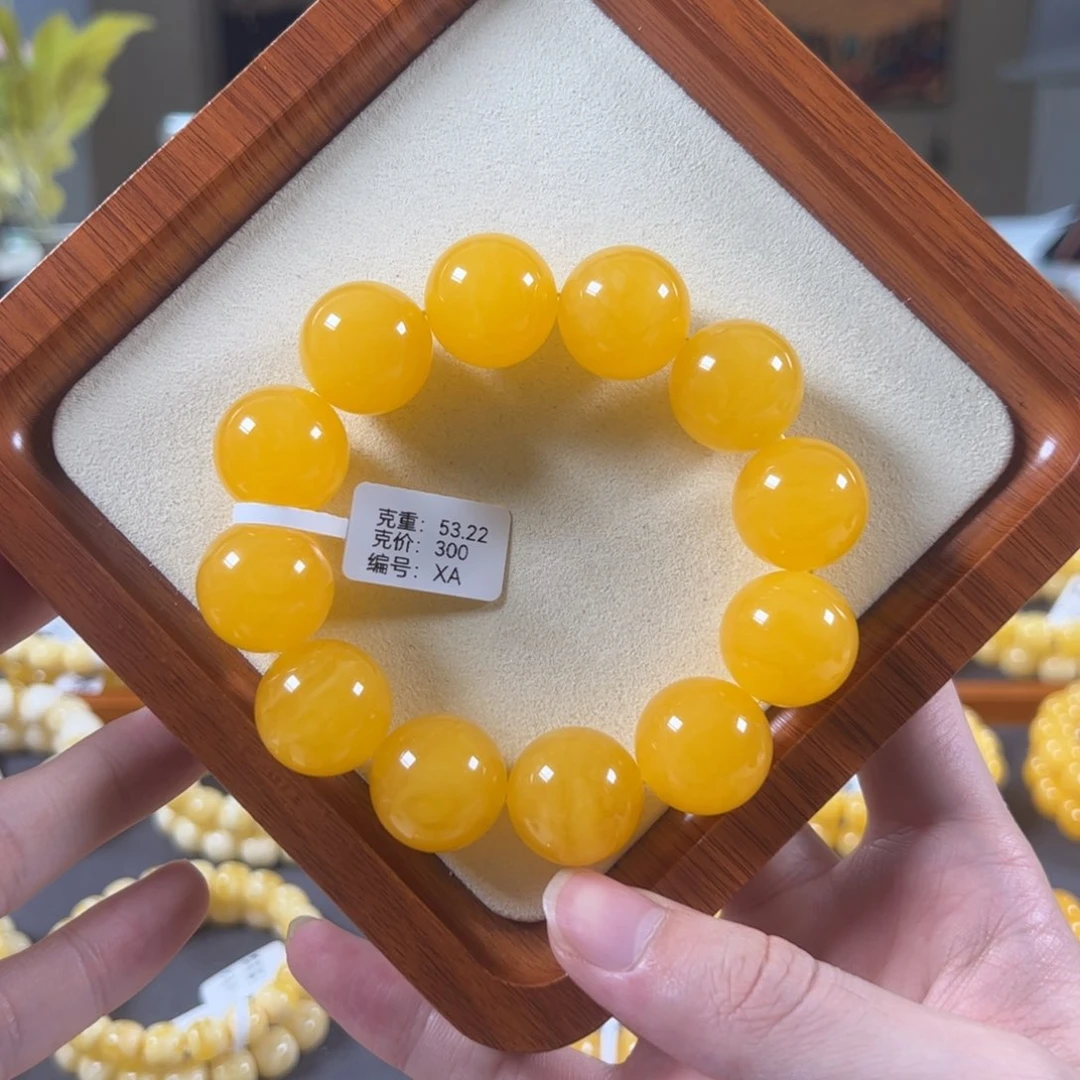 裸石蜜蜡未镶嵌20mm焦皮鸡油红满蜜圆珠xa