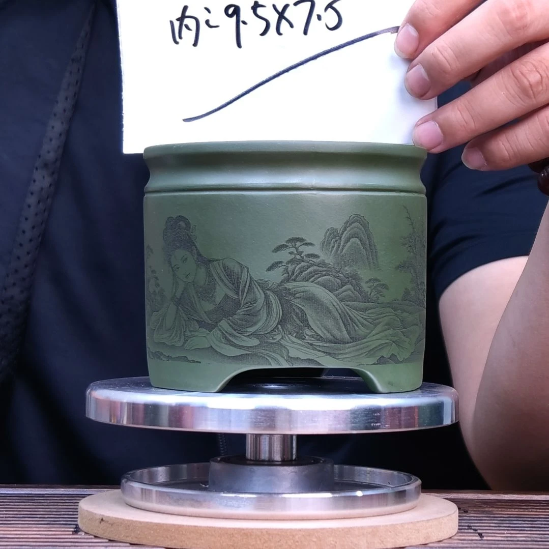 紫砂花盆同喜同喜