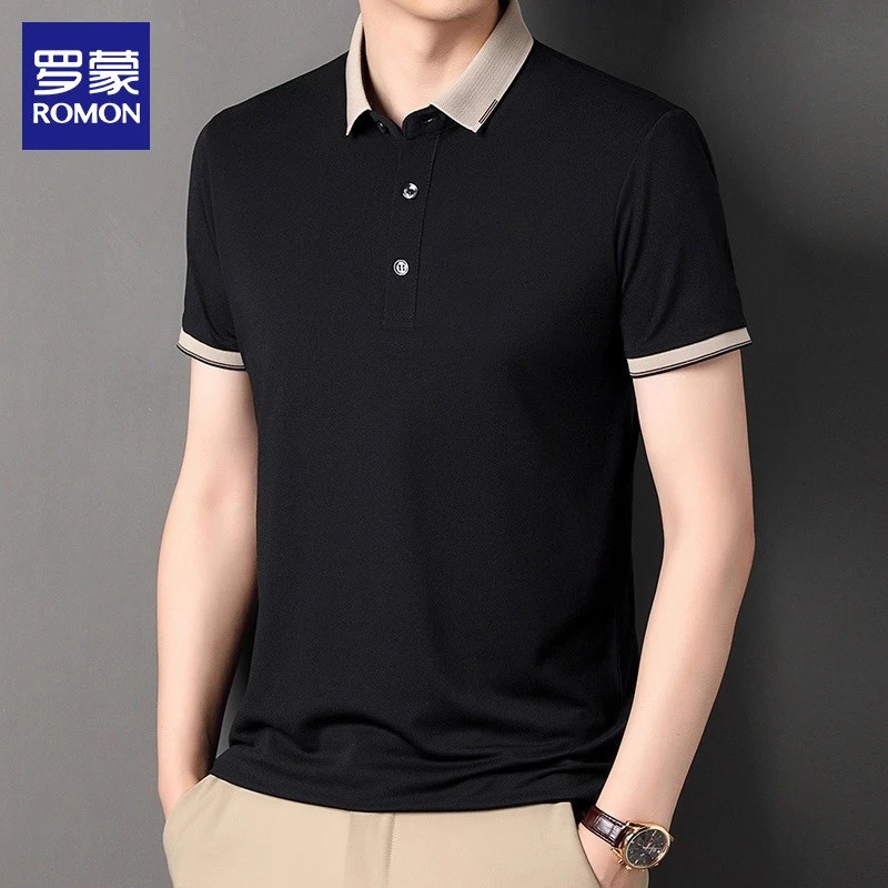 罗蒙短袖Polo衫男士2025夏季新薄款翻领上衣服休闲半袖t恤男装