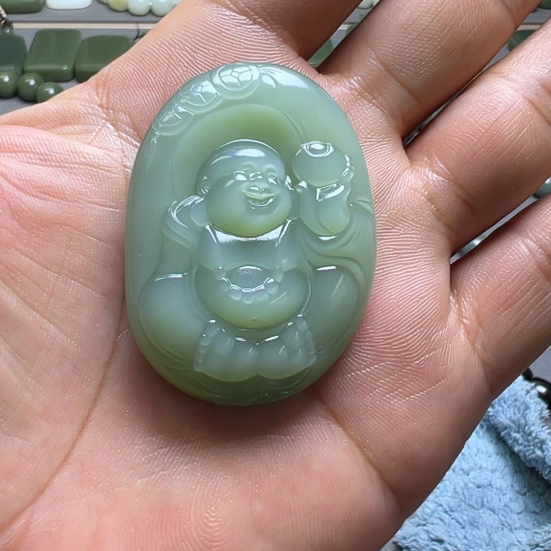 和田玉未镶嵌手链粉青