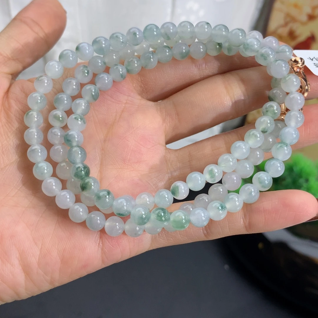 未镶嵌手串翡翠卡5.8冰胶晴飘花项链