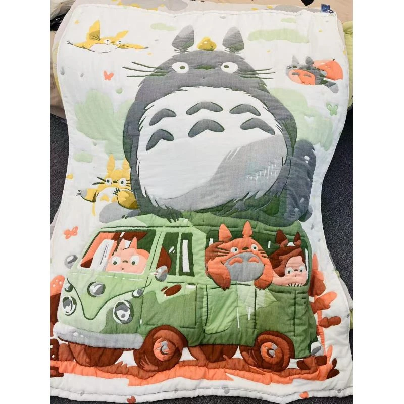 【旅行龙猫】150*200cm全棉纱布泡芙被子面料柔软舒适加厚保暖亲肤