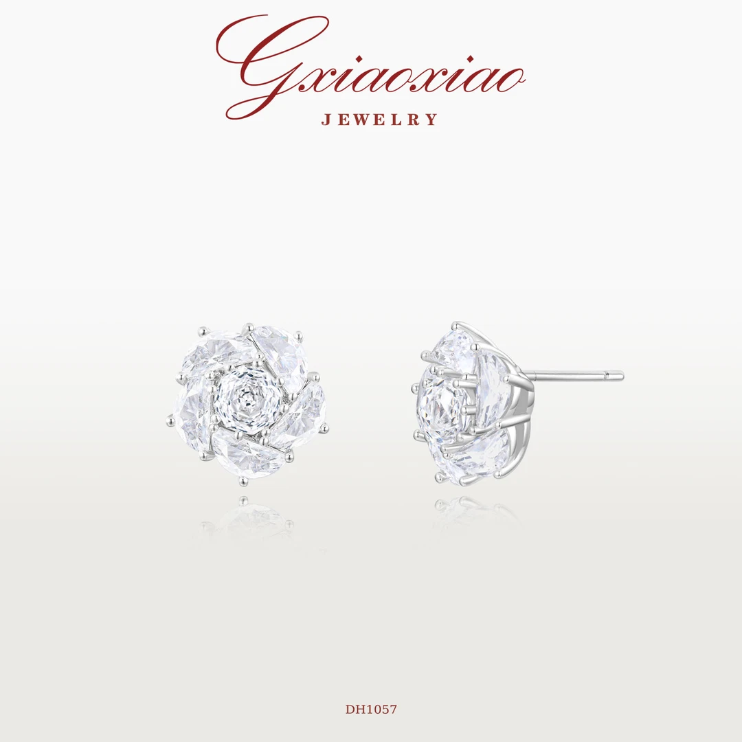 G XIAOXIAO 镀K金耳饰 气质轻奢高级百搭玫瑰切花瓣耳环 DH1057