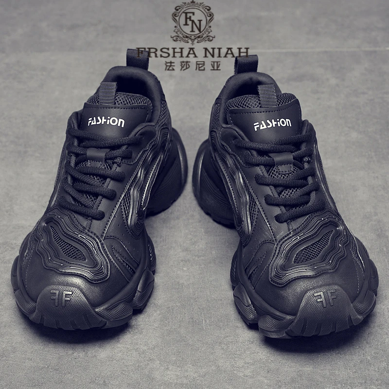 法莎尼亚男鞋潮流百搭老爹鞋2025新款透气韩版厚底休闲运动鞋子男