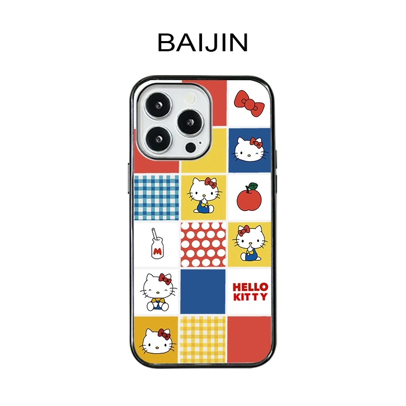 白瑾原创格子kt超薄亚克力适用iPhone16promax苹果15PRO手机壳