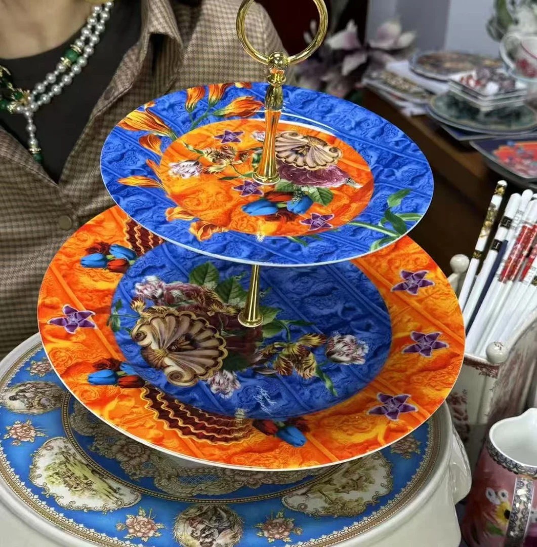 欧洲名画 cz td 双层点心盘