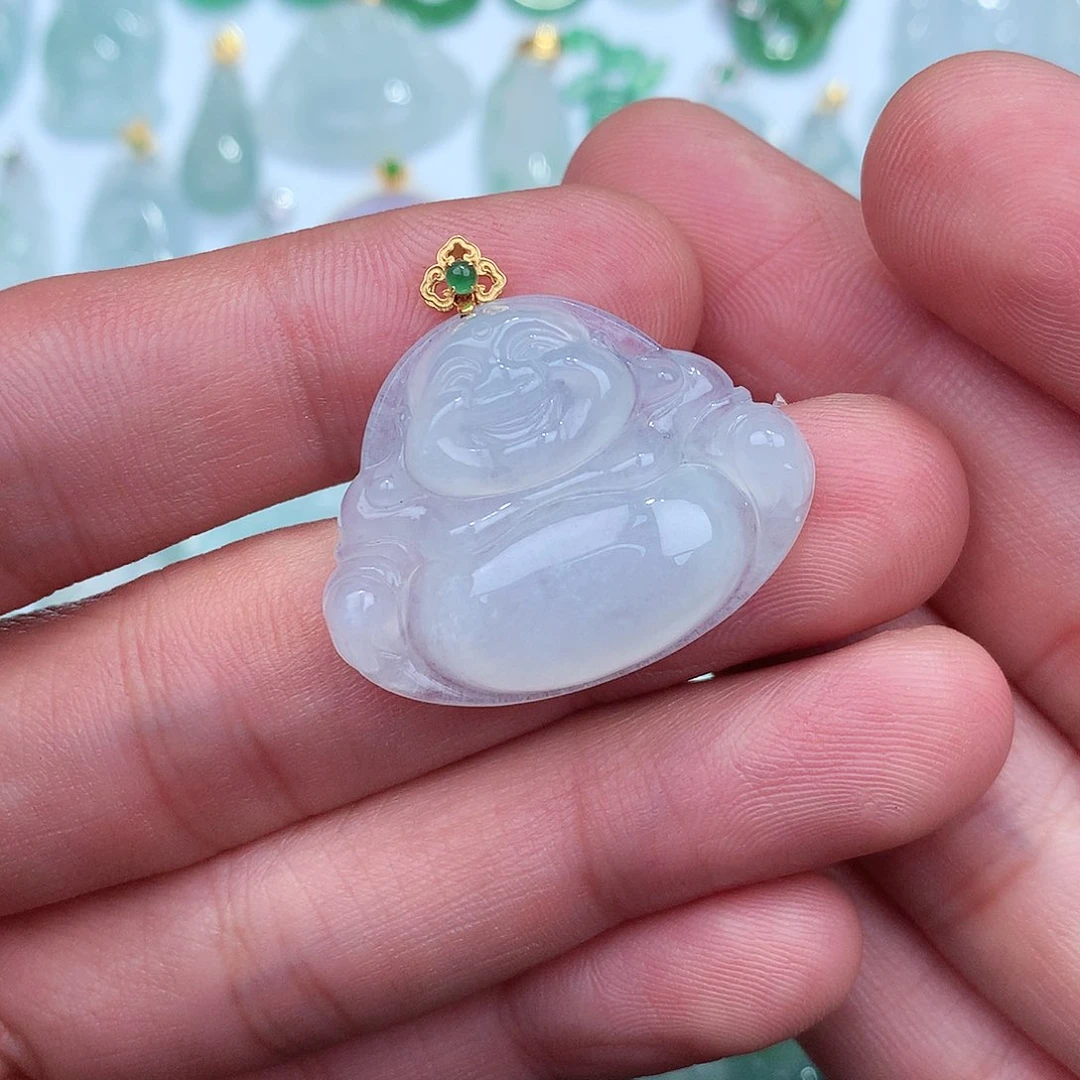 翡翠吊坠(不含链)18K金镶嵌