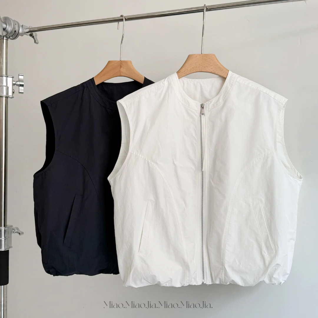 /苗苗家/『纯棉马甲』圆领拉链无袖马甲韩版休闲百搭外套2025年春夏