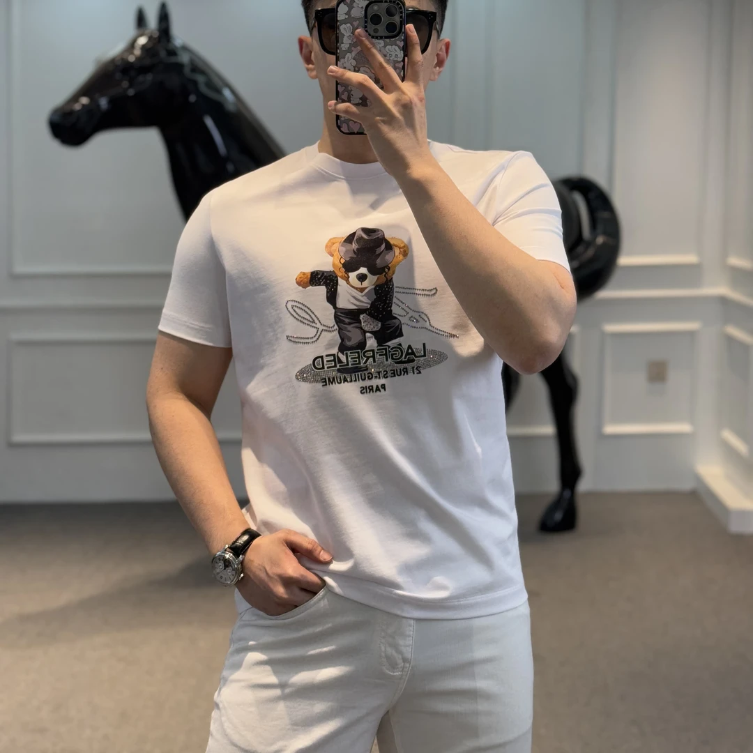 GDTN-春夏季新款男士潮流轻奢亲肤舒适百搭烫钻圆领短袖Z-25273