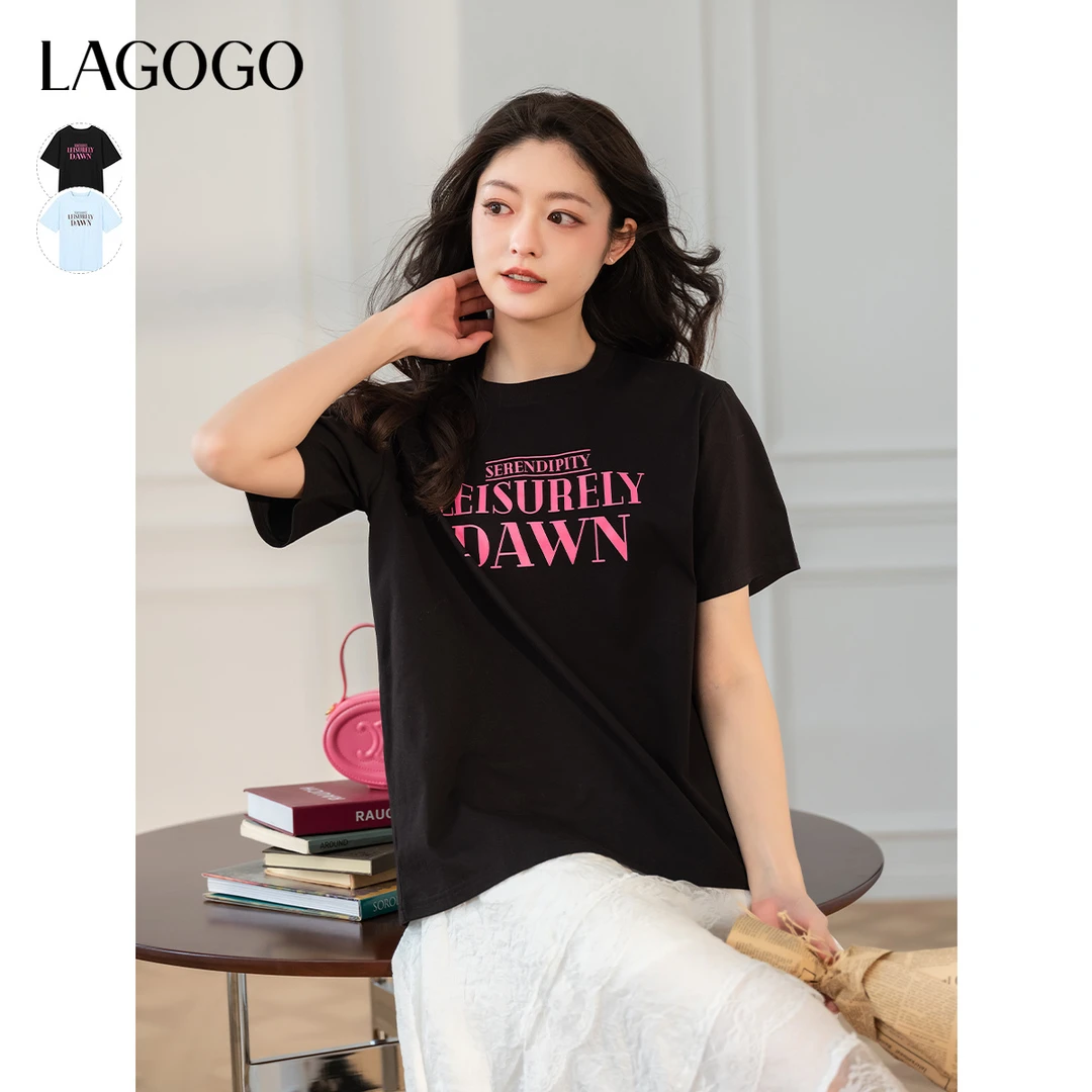 lagogo拉谷谷2025年新款索罗娜凉感舒适百搭T恤女OATT311G38