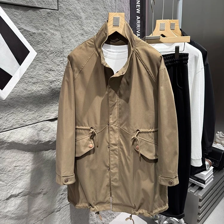 气场十足！厂家福利 杭州高货【驿谷】男士中长立领风衣外套64259