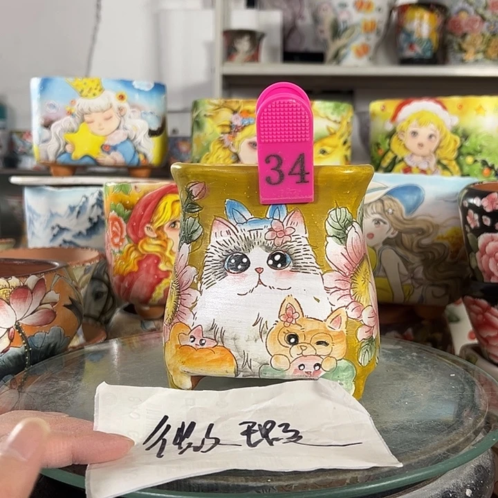 满38包邮 景德镇幸运花盆