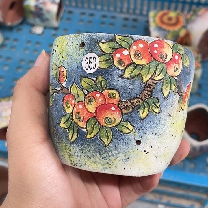 手绘粗陶盆多肉花盆
