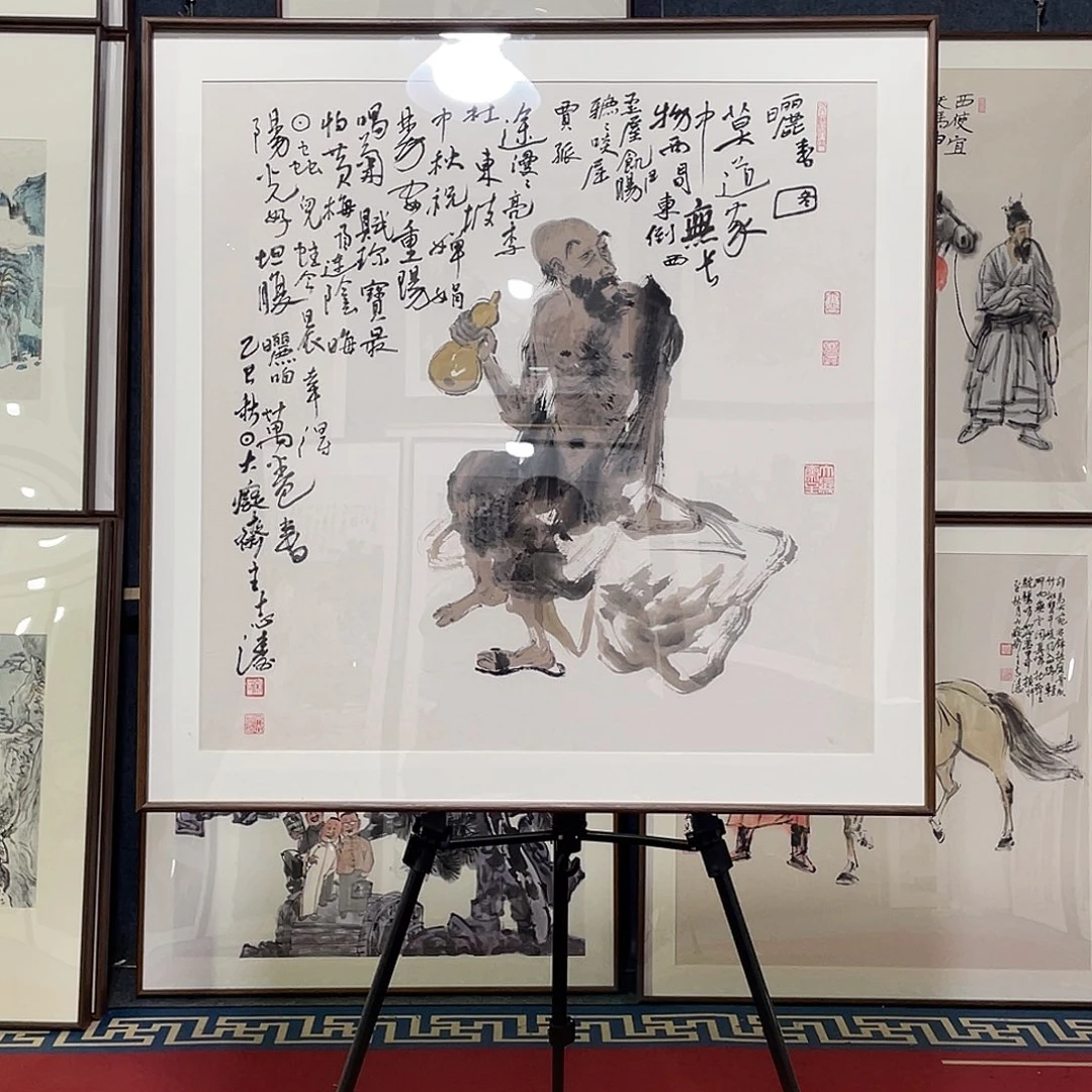 国画手绘画作品带框80/80