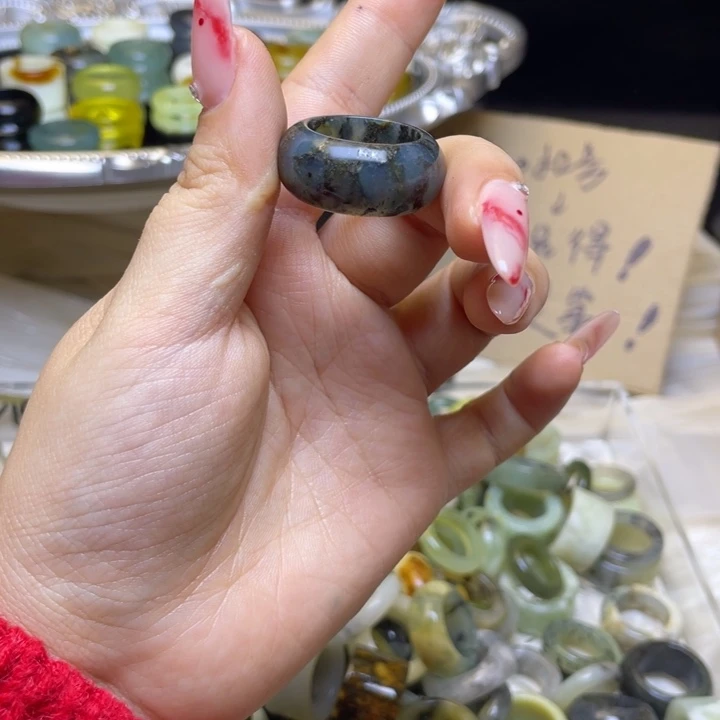 蛇纹石玉合金戒指126-18.3