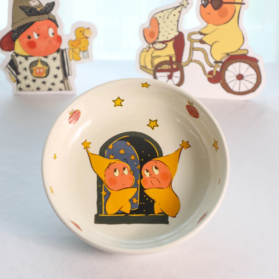 TOTYE·星星人晚安全宇宙·任意门深盘 大容量可爱家用创意陶瓷餐盘