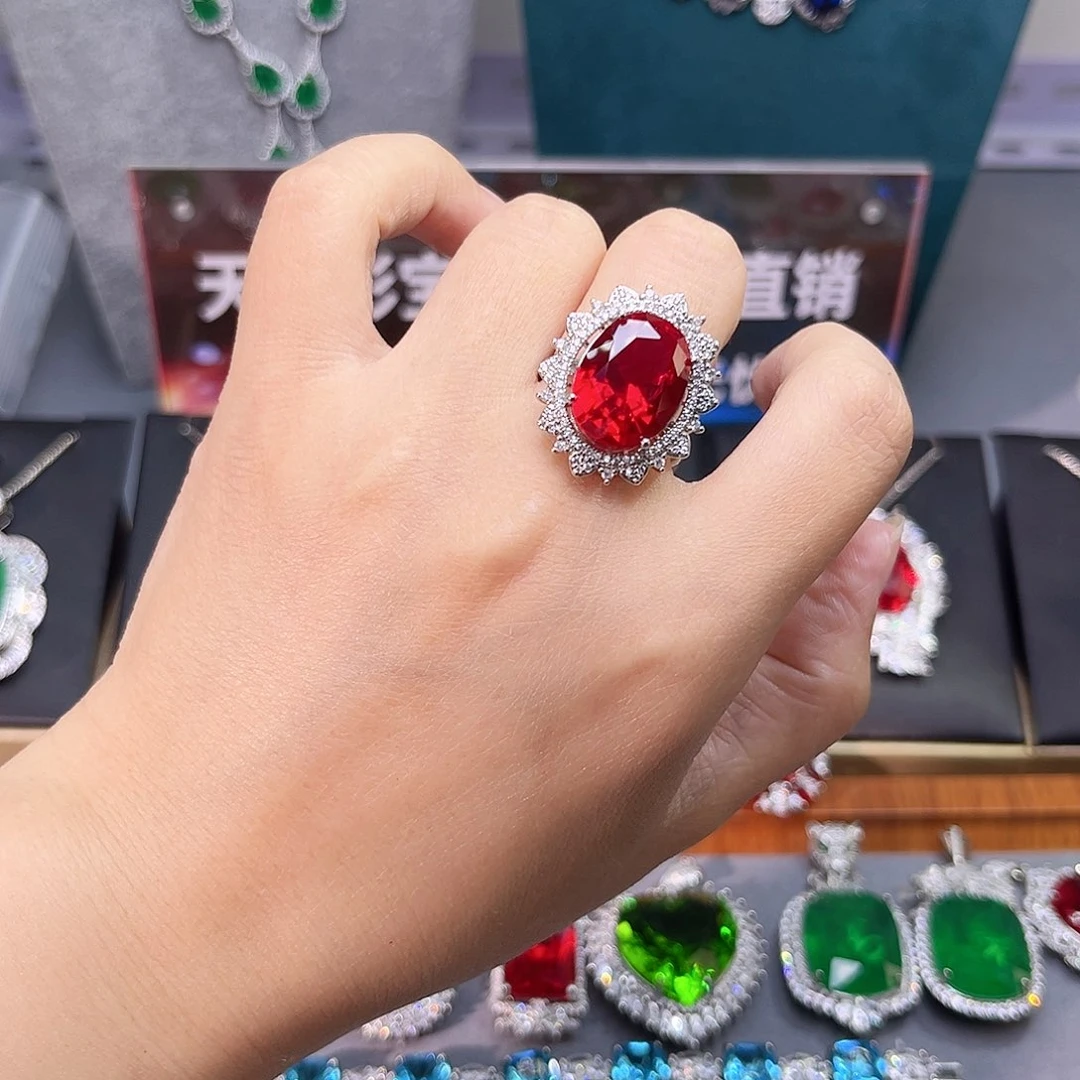 红宝石戒指银S925镶嵌178