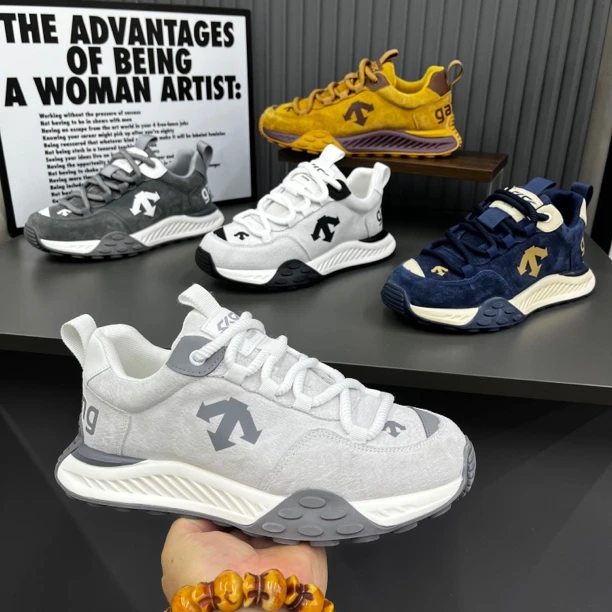 秋季低帮磨砂皮面舒适透气时尚休闲鞋厚底防滑百搭潮流运动鞋男鞋