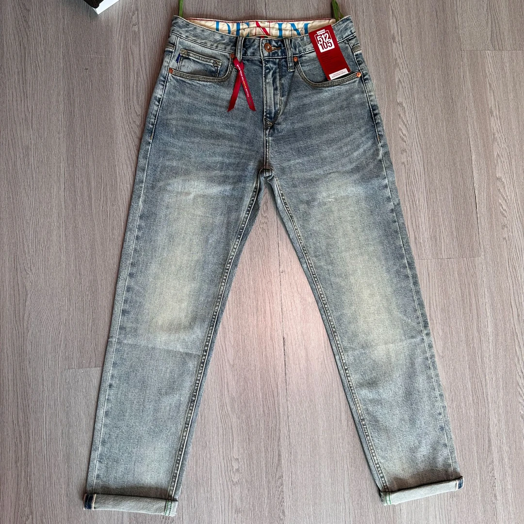 2025新款赤耳丹宁春夏季12盎司经典水洗浅蓝色高端男士直筒微锥版