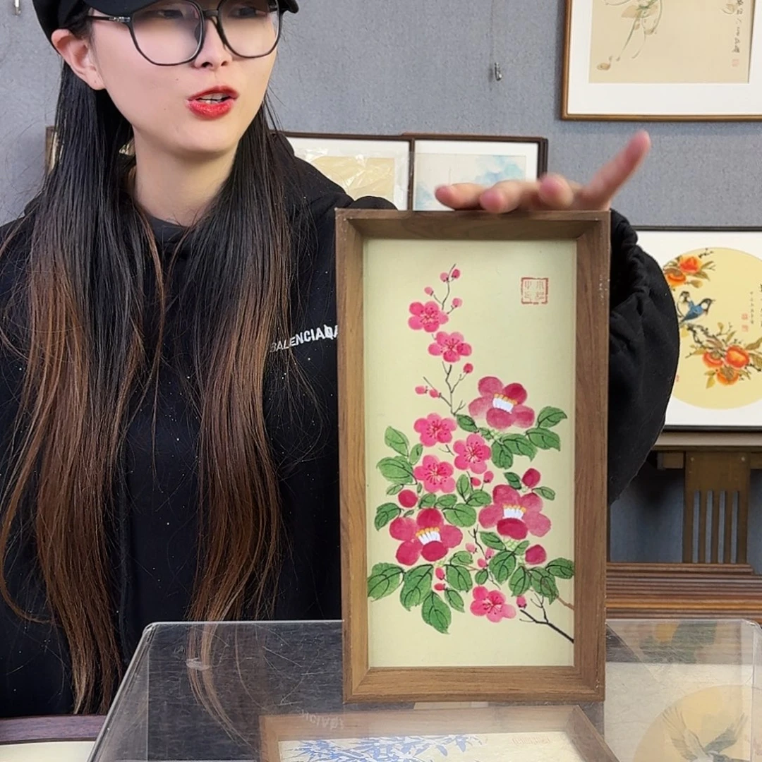 国画手绘带框尺寸：16*29