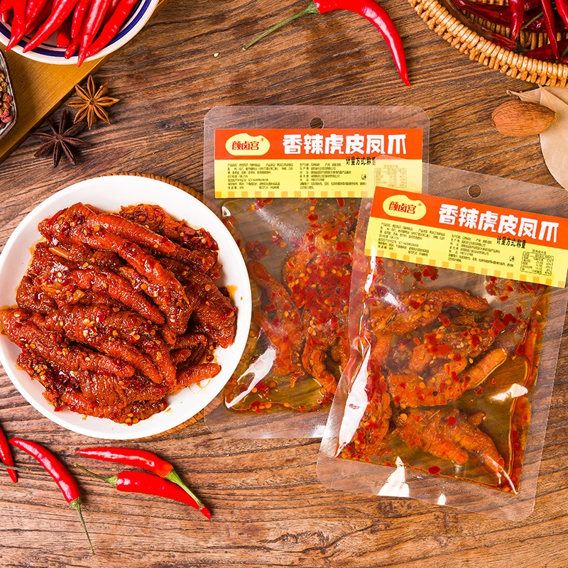 颜卤宫 虎皮凤爪个大香辣虎皮凤爪即食解馋卤味网红小零食