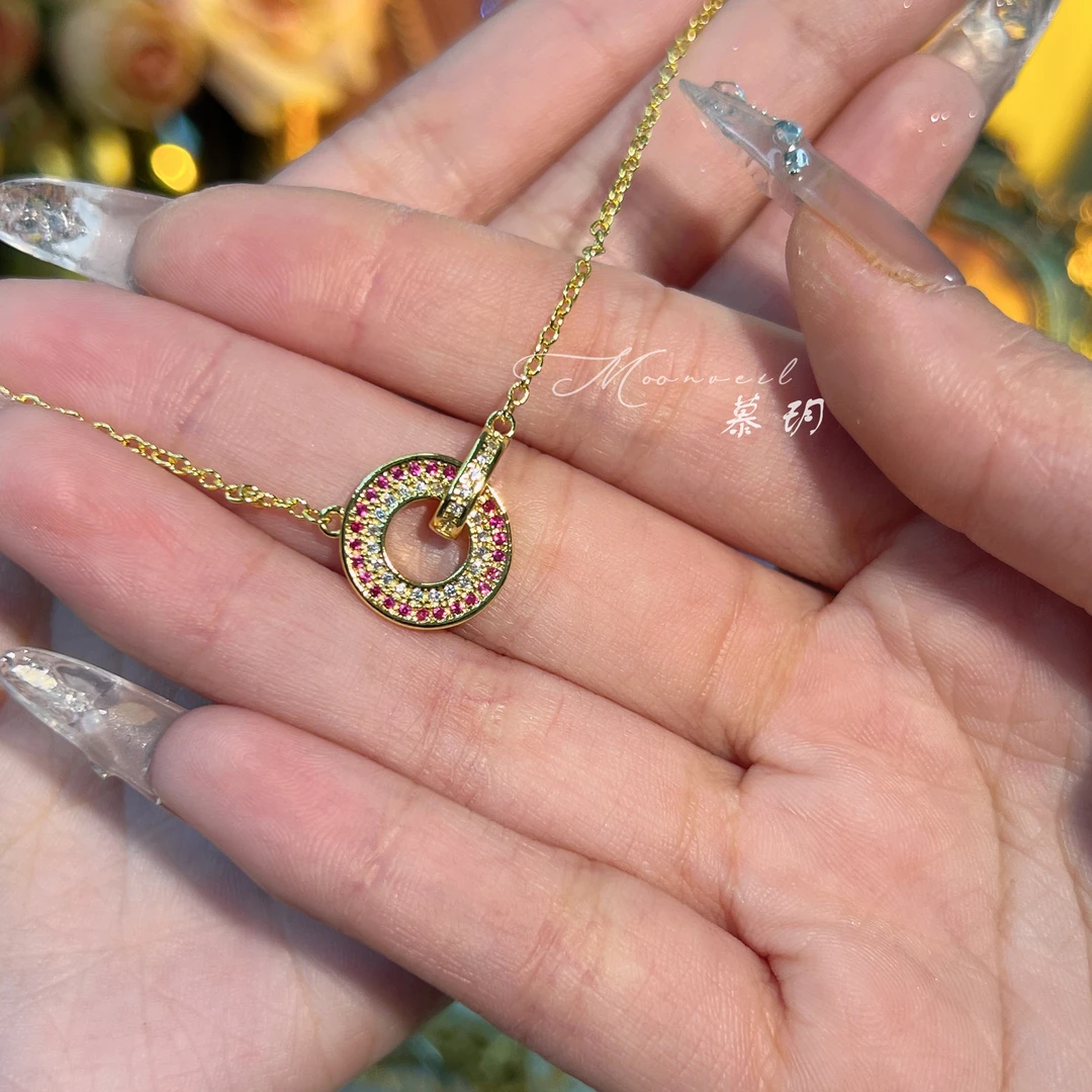 铜合金项链 【1042】镀真金/玫瑰诗集/满锆微镶小众轻奢项链