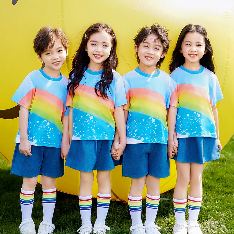 小学生班服诗歌朗诵表演服彩虹幼儿园园服毕业照服六一儿童演出服