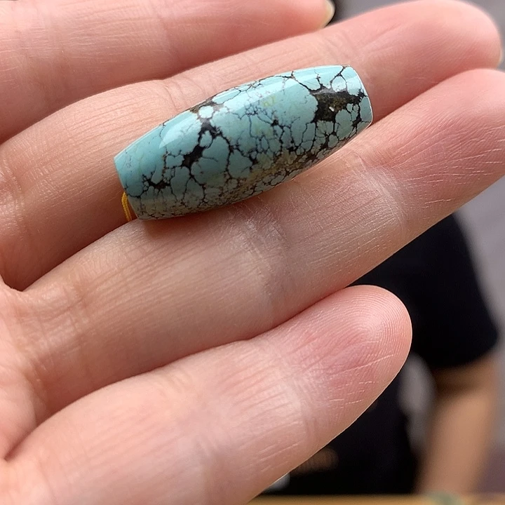 未镶嵌绿松石原矿网花桶珠