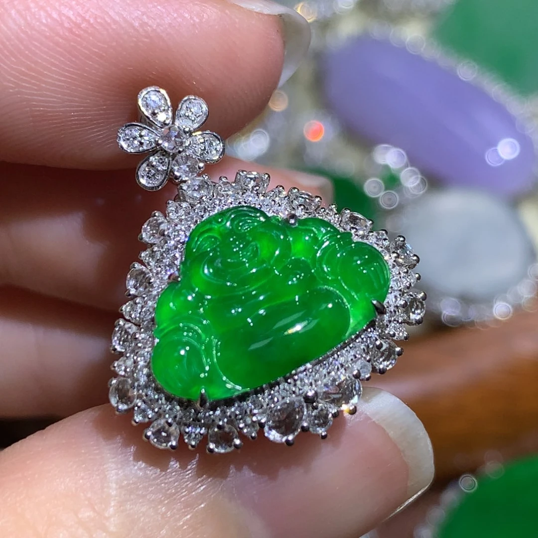 翡翠戒指18K金镶嵌戒指