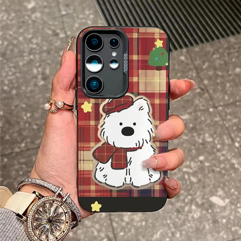 格纹小狗适用三星s30手机壳s25新款s24外壳硅胶S23fe防摔s22校园