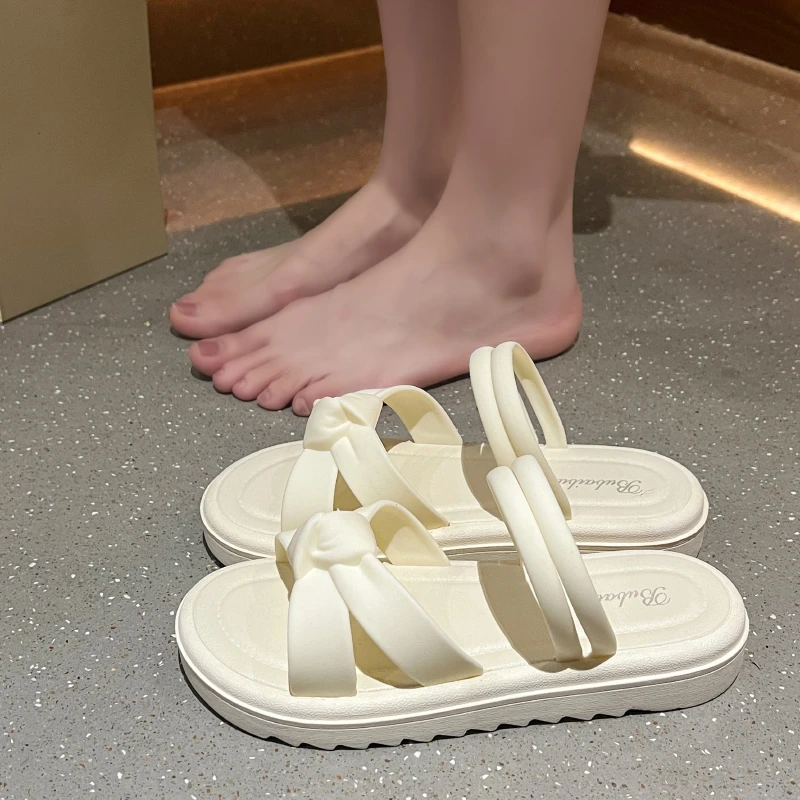 2025年网红夏季软底外穿8819-2立体结时尚百搭厚底女拖鞋
