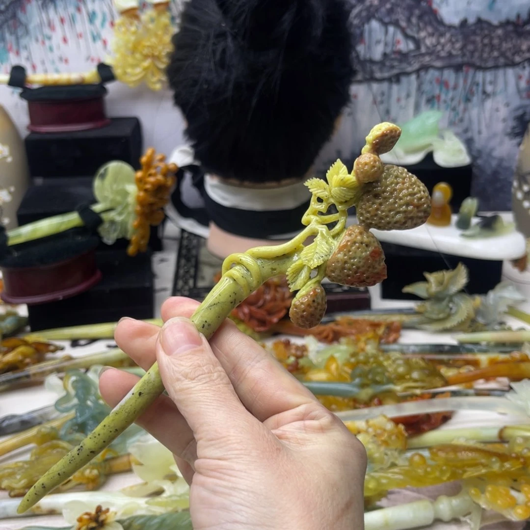 【闪购商品】蛇纹石玉发饰合金