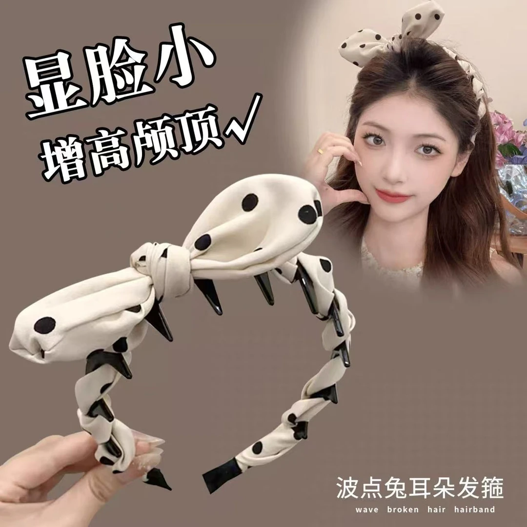 蝴蝶结波点发箍女高颅顶头箍高级感气质发卡2025新款头饰发饰发卡