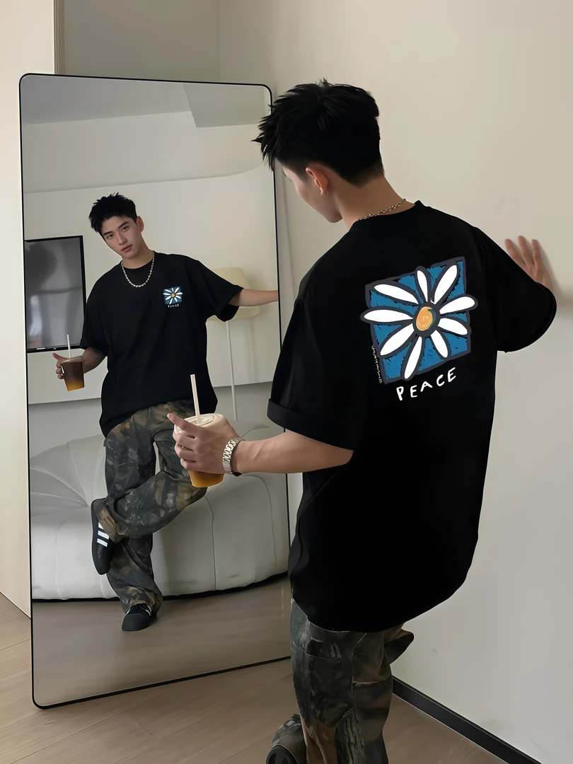 【重磅纯棉】cleanfit短袖T恤美式宽松简约夏季透气百搭情侣休闲ins